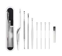 Gatuida Kit Limpiador De OíDos De 8 Piezas Con Pinzas Y Cucharas De Acero Inoxidable Mango Antideslizante Estuche PortáTil Para ExtraccióN Y Masaje De Cerumen En Casa