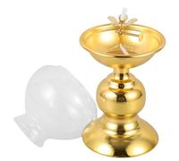 Gatuida Lámpara de Queroseno para Templo con Cubierta de Vidrio Lámpara de Aceite para Uso Interior Decoración Vintage para Altar y Emergencia de Aleación con Base Reforzada