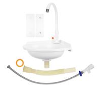 Gatuida Lavabo de Esquina Suspendido, Pequeño Lavabo de Baño Suspendido, Triangular, Blanco, Plástico y Acero Inoxidable, para Baños Pequeños y Hogar
