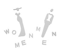 Gatuida Letrero de Baño Acrílico 20x6 Cm para Hombres y Mujeres, Señalización Comercial Resistente al Clima, Decoración para Baños Públicos y Privados, Paquete de 2 Unidades Plata