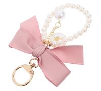 Gatuida Llavero Accesorio Lazo Grande con Perlas y Cinta Elegante para | Adorno Multifuncional, para Bolsos y Mochilas, Estilo Romántico, Rojo, Metal y Perlas Sintéticas