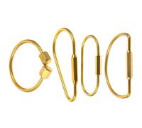 Gatuida Llavero de Latón Puro 4 Piezas Diseño en Forma de U, D, Gota y Círculo, Resistente, Desmontable y Apto para Manualidades, Organización de Llaves y Accesorios de Bricolaje