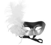 Gatuida Máscara de Media Cara para Mujer Pluma Desmontable Plateada Máscara Veneciana Ligera para Disfraces y Cosplay Accesorio para Fiestas Carnaval