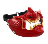 Gatuida Máscara Media Cara Samurái Roja para Halloween Cosplay Japonés de Demonio Reutilizable Cómoda para Fiestas y Role Play de Terror