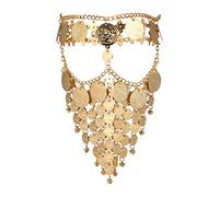 Gatuida Máscara Metálica Dorada Cadena para Mujer, Velo de Vientre para Cosplay y Fiesta de Mascarada, Accesorio de Disfraz para Carnaval y Baile Flamenco