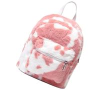 Gatuida Mini Mochila Ligera para Mujer Diseño de Vaca de Peluche Material de Felpa Suave y Multiusos Adecuado para Viajes y Compras