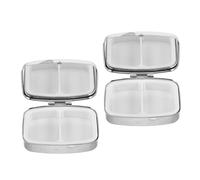 Gatuida Mini Pastillero Portátil Gemas de Imitación, Estuche Metálico Compacto 2 Compartimentos, Set 2 Piezas Color Claro y Rosa para Organizar Medicamentos en Viaje y Uso Diario