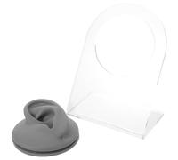 Gatuida Modelo de Oído Humano Derecha de Silicona Gris con Soporte, Exhibidor para Pendientes y Práctica de Piercings, Ayuda Didáctica para Cuidado Personal y Belleza, Organizador