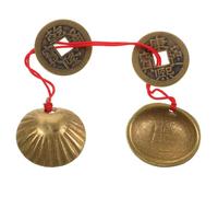 Gatuida Monedas Chinas Suerte de Latón con Diseño Yin Yang y Conchas, Pack de 2 Piezas para Adivinación y Decoración en Año Chino, Amuletos Tradicionales con Cuerda Roja