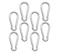 Gatuida Mosquetones de Acero Inoxidable M5 50mm 8 Piezas Resorte para Senderismo y Camping, Clips de Seguridad Resistentes para Mochila y Actividades al Aire Libre
