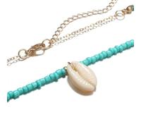 Gatuida Natural Collar de Caracola Azul Hecho a Mano Estilo Bohemio | Aleación, Longitud Ajustable, para Vestidos de Verano y Bañador, Look Elegante de Playa