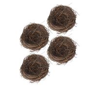 Gatuida Nido de Pájaro Falso Decorativo de Ratán Trenzado 10 CM 4 Piezas Adorno Creativo para Jardín y Accesorios de Fotografía Modelo Realista para Decoración Interior y Exterior