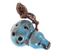 Gatuida Ocarina De Cerámica De 6 Agujeros Do Alto, Instrumento Musical Tradicional Color Azul Esmaltado Floral, Adecuado Para Relajación, Meditación y Narración De Cuentos, Ligero y Portátil