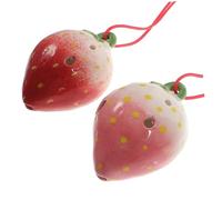 Gatuida Ocarina Infantil De 6 Agujeros Forma De Fresa Instrumento Musical De Cerámica Para Principiantes 2 Piezas (rojo y Rosa) Cordón Aleatorio