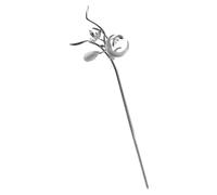 Gatuida Palillo Cabello Forma de Luna y Flor de Orquídea, 1 Unidad, Tamaño Largo, Accesorio Resistente para Mujeres, Uso Formal y Fiestas, Palito de Pelo Clásico para Peinados Elegantes