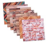 Gatuida Pegatinas de Pared para Casa de Muñecas, 7 Hojas de Papel Tapiz Autoadhesivo Diseño de Madera Vintage, Tamaño Mini para Decoración de Interiores en Muñecas, Kit Decorativo