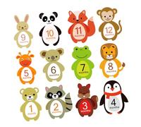 Gatuida Pegatinas Mensuales para Bebés 12 Piezas Diseños de Animales Adhesivas y Reutilizables Material Papel Fotos y Registro del Crecimiento Durante el Primer Año