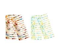 Gatuida Peine de Dientes Anchos de Acetato 4 Unidades - Juego Antiestático Profesional para Mujer Peines Franceses y Peinetas Laterales Diseño Ligero 25 MM Adecuado para Desenredar y