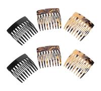 Gatuida Peines Laterales Franceses de Acetato Antiestático Set de 6 Unidades 2 Estampado Leopardo Claro 2 Estampado Tigre 2 Negro Mini Peines Portátiles para Viaje y Uso Diario