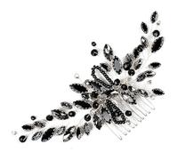 Gatuida Peineta de Cristal Negra para Novia, Peine Lateral Decorativo para Boda, Accesorio Ligero Cabello, Diseño Artesanal Brillo, Adecuado para Eventos Obsequios y Bodas