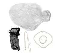 Gatuida Peluca de Anciana Realista Gris para Mujer Conjunto de Disfraz de Señora Mayor con Pendientes y Cadena para Gafas para Fiestas de Halloween y Cosplay