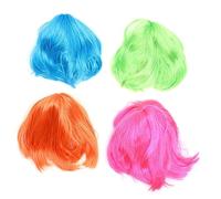 Gatuida Pelucas de Cosplay de Colores para Fiestas y Disfraces para Mujer, 4 Piezas Bob Corto, Cabello Sintético Color Verde, Azul, Naranja y Rosa, Adecuado para Carnaval y Mascaradas