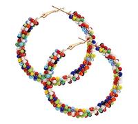 Gatuida Pendientes Bohemios De Cuentas Coloridos, Aros Grandes Redondos De Resina Delicados Para Mujer, Accesorios De Moda Para Fiesta y Uso Diario, Diseño Moderno Actual