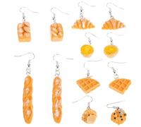 Gatuida Pendientes Colgantes de Resina Forma de Pan Simulación, Joyería Divertida para Mujer, Set 6 Pares, para Fiesta de Navidad y Celebración