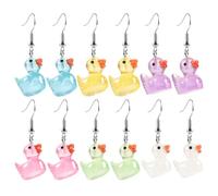 Gatuida Pendientes Colgantes para Chicas Adolescentes Gancho, Diseño de Patito Luminoso, Plástico y Resina, Que Brillan, Cómodos y Delicados para Navidad y Acción de Gracias, 6 Pares