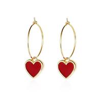 Gatuida Pendientes Colgantes para Mujer Forma de Corazón Rojo Aro de Tamaño Medio Acero Inoxidable Joyería Ligera y Versátil para Fiestas Uso Diario y Ocasiones Obsequios