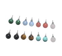 Gatuida Pendientes De Botón De Piedra Natural Mezclada, Pendientes Para Mujer, Turquesa, Ópalo y Ojo De Tigre, Set 7 Pares, Joyas Elegantes Para Uso Diario y Eventos