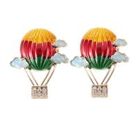 Gatuida Pendientes Globo Aerostático con Esmalte Colorido y Circonitas Pendientes de Mujer de Aleación de Zinc de Tachuela Brillantes para Único y Divertido