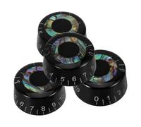 Gatuida Perilla de Volumen de Goma Negra 4 Piezas con Diseño Redondo y Anillo de Abulón, Tapas de Control de Volumen para Amplificador y Guitarra Eléctrica, Compatible con Perillas