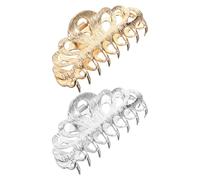 Gatuida Pinzas de Garra Metálicas Grandes Cabello de Mujer, Diseño Hueco Ventilado, Pack 2 Unidades en Dorado y Plateado, Accesorios para Baño y Ducha, Sujeción Firme y Cómoda