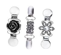 Gatuida Pinzas para Suéter y Cárdigan de Aleación de Zinc Juego de 3 Clips Pequeños Decorativos para Chal y Bufanda Hebillas Combinables para Ropa Femenina en Ocasiones Formales E