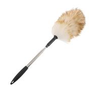 Gatuida Plumero Telescópico de Lana de Cordero Natural, Mango Extensible de Acero Inoxidable hasta 140 Cm, Cepillo Antiestático para Limpieza de Techos Altos, Ventiladores y Estantes,