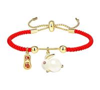 Gatuida Pulsera Ajustable de Hilo Rojo del Año del Conejo 2023 Pulsera de Cuerda Roja Trenzada Diseño de Conejo del Zodíaco Joyería Ligera para Mujer y Adolescente Obsequio para Año