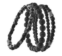 Gatuida Pulsera de Cobre para Hombre con Circonita Negra Mate, Diseño Elástico Ajustable, Set de 4 Pulseras Urbanas para Uso Casual y Formal, Joyas Masculinas Modernas, Talla Única