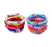 Gatuida Pulsera Elástica de Arcilla Polimérica Multicolor 6 MM Cuentas Planas 12 Piezas Estilo Bohemio para Mujer y Niña Accesorio Ligero y Ajustable para Verano y Playa