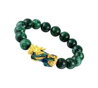 Gatuida Pulsera Feng Shui De Jade Verde Cambio De Color 10 Mm Elástica Pulsera De Cuentas Budistas Para Hombre y Mujer Uso Diario Suerte y Protección