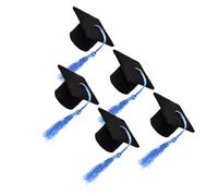 Gatuida Recuerdos de Graduación 5 Mini Birretes Doctorales Adorables en Color Azul, Tapa para Botella de Vino Fácil de Llevar y Decoración Festiva para Fiestas de Graduación