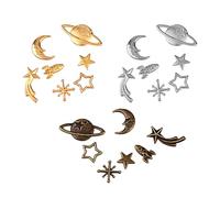 Gatuida Relleno de Epoxi para Joyería 105 Piezas, Dijes de Aleación Formas de Estrella y Luna, Accesorios Creativos para Manualidades DIY de Resina en Color K, y Antiguo, Paquete de 3