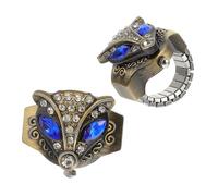 Gatuida Reloj De Dedo Punk Vintage Tapa Abatible, 2 Piezas De Reloj De Anillo Elástico Para Mujer, Accesorio Creativo Retro Para Uso Diario y Regalos