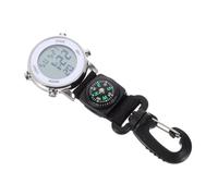 Gatuida Reloj Digital de Bolsillo Multifuncional Correa de Nailon y Mosquetón para Exteriores, Colgante Resistente para Mochileros, Tamaño Compacto Color Plateado