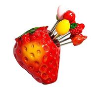 Gatuida Set de 10 Tenedores Pequeños para Aperitivos y Fruta con Base de Resina en Forma de Fresa Tenedores de Metal Ligeros y Resistentes para Cocina y Postres Utensilios Prácticos