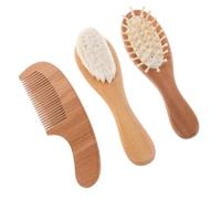 Gatuida Set de Cepillo y Peine para Bebés Cerdas Suaves de Lana Mango de Madera de Haya Tamaño Compacto Adecuado para Cuidado Diario del Cabello Infantil y Uso en Recién Nacidos