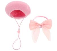 Gatuida Sombrero de Boina para Mascotas y Collar Ajustable con Pajarita Roja y Campana Hecho de Lana y Duradera Diseño Encantador para Perros Pequeños y Gatos para Fiestas y Uso