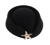 Gatuida Sombrero de Fieltro para Azafata Estilo Francés Gorra de Uniforme de Vuelo Rígida Color Azul Marino Tamaño Mediano Accesorio para Cosplay y Fiestas Temáticas