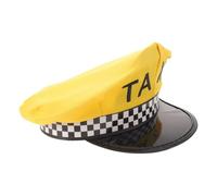 Gatuida Sombrero Diseño Cómodo de Poliéster Vintage de Conductor de Taxi con Ala Ancha en Color Amarillo para Adultos Adecuado para Disfraces y Fiestas de Halloween