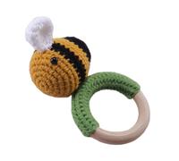 Gatuida Sonajero de Mano para Ñiño Diseño de Abeja, Hecho a Mano en Madera y Lana, Resistente al Mordisco, Adecuado para Juegos y Desarrollo Sensorial